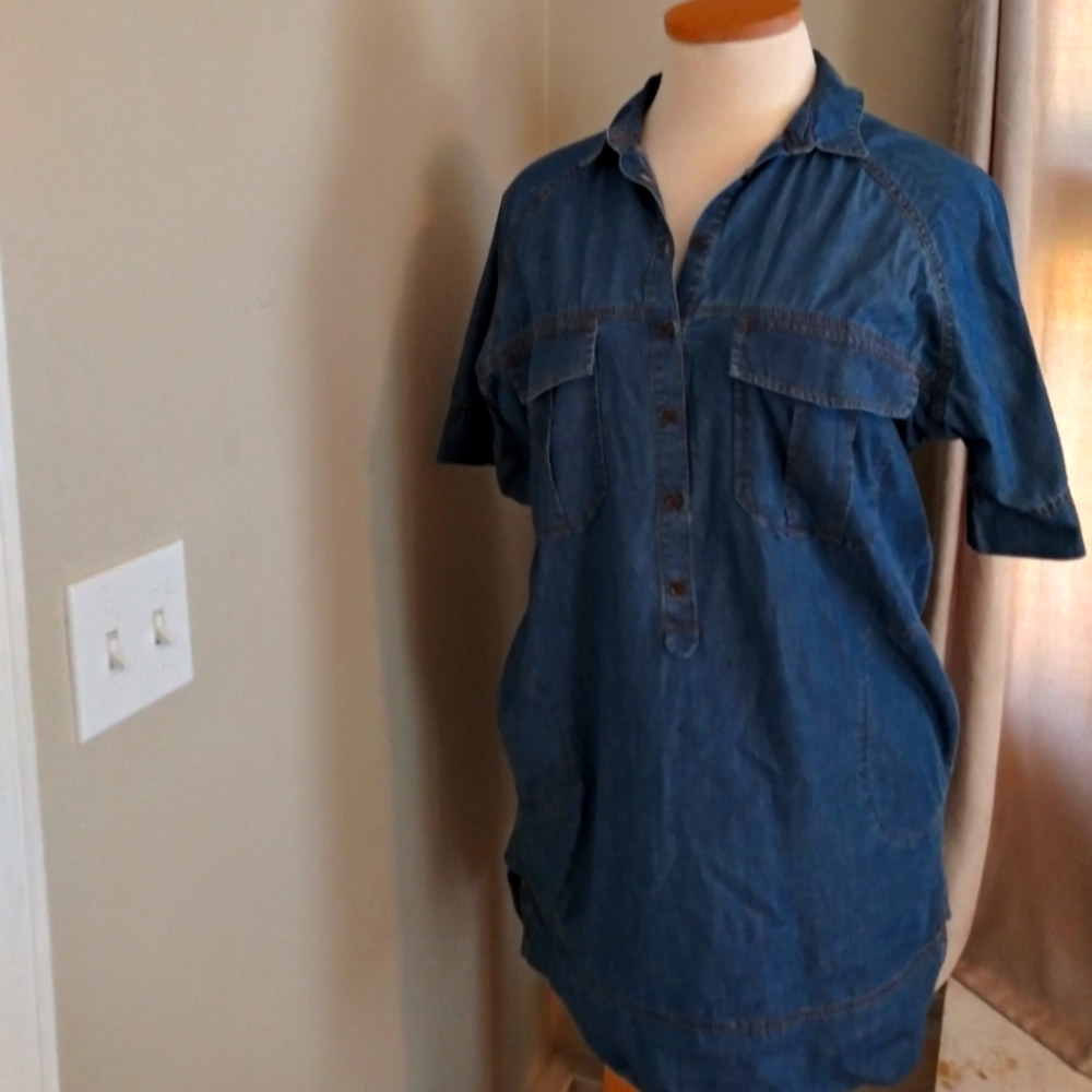 Banana Republic short denim dress or tunic. Short sleeves with pockets